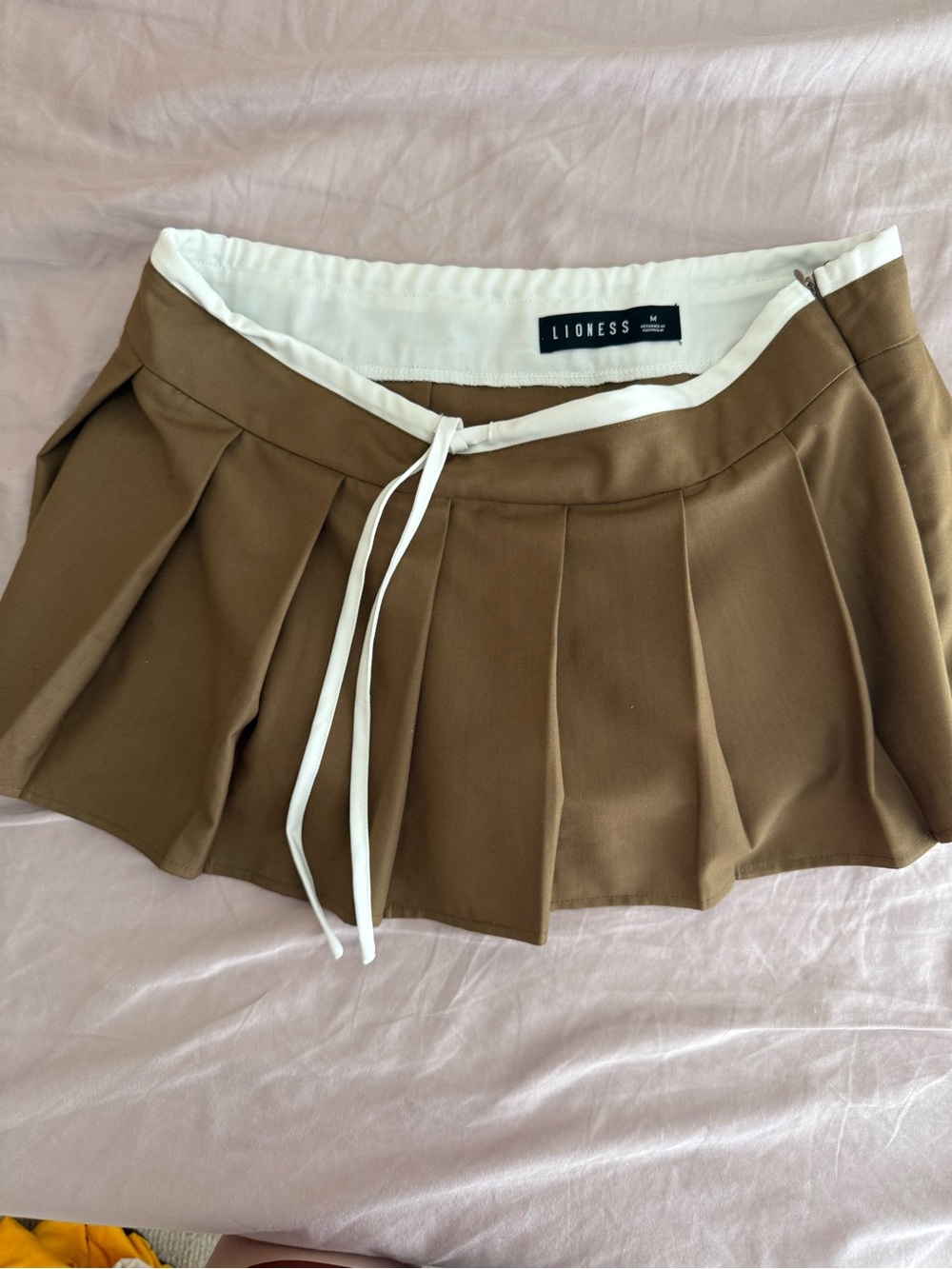 Lioness Brown Pleated Skort with White Waistband